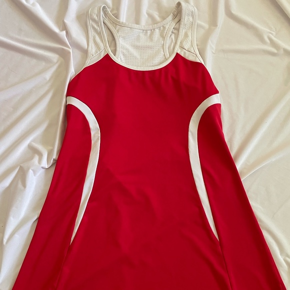 Red and White SSI Tennis Dress with Built-In Bra - Picture 1 of 6